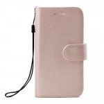 Wholesale iPhone 7 Plus Folio Flip Leather Wallet Case with Strap (Rose Gold)